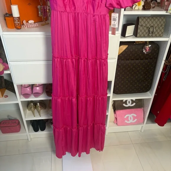NWT $308 AQUA Pleated Cutout A-Line Dress
